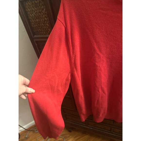 JCP JC Penneys Mens 100% Cotton Sweater Red Combed Crew Neck Long Sleeve Size XL - Picture 9 of 11